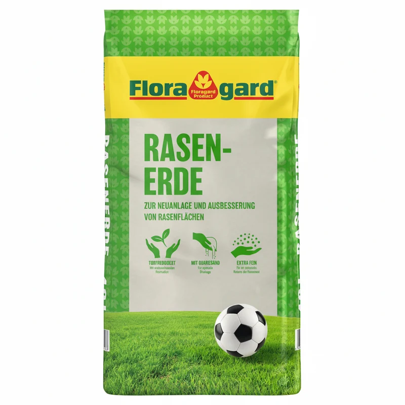 Floragard Rasenerde 40 l – Spezialerde für Rasen-Neuanlage & Ausbesserung