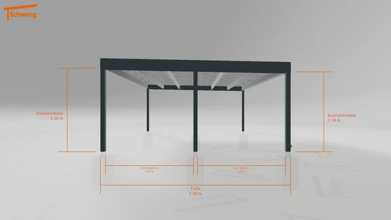 #DE Schweng Flachdachcarport C600 (ID 852x4x)
