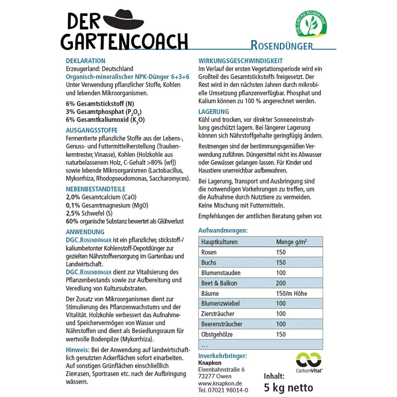 Gartencoach Rosendünger 5 kg – Nährstoffe für gesunde Rosen & langanhaltende Blüte