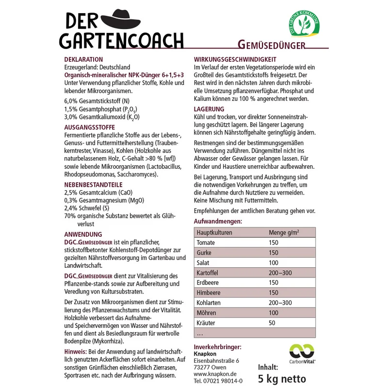 Gartencoach Gemüsedünger 5 kg – Für kräftiges Wachstum & gesunde Ernte