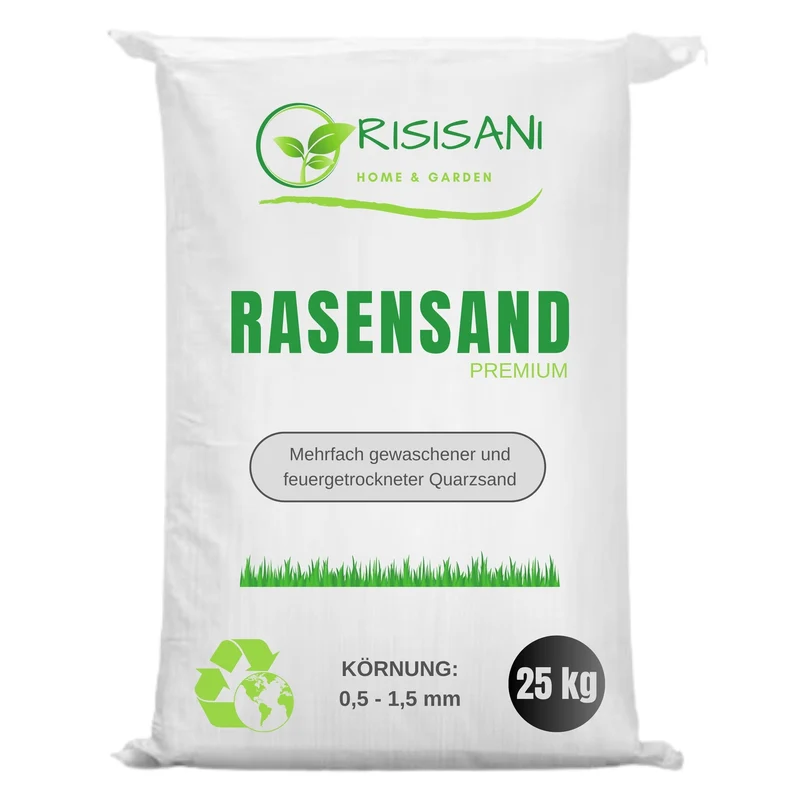 RISISANI Premium Rasensand 25 kg | Quarzsand mit Körnung 0,5-1,5 mm