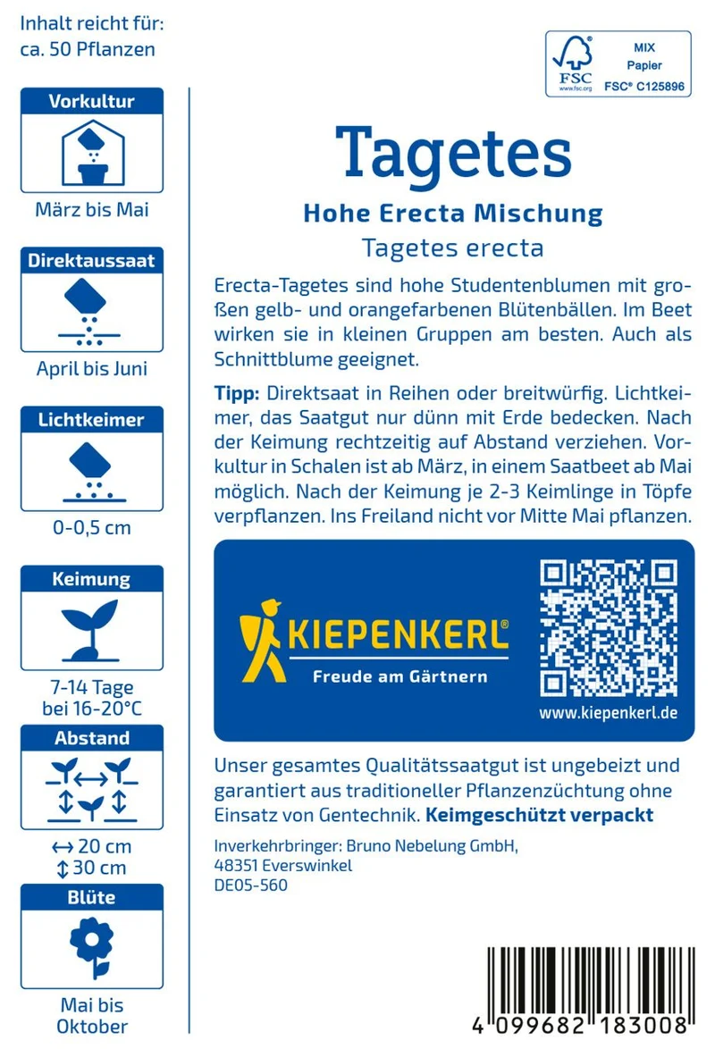 Tagetessamen Hohe Erecta Mischung