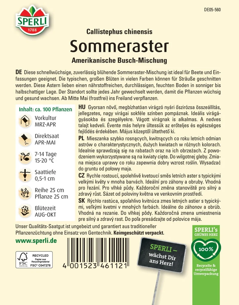 Sommerasternsamen Amerikanische Busch-Mischung