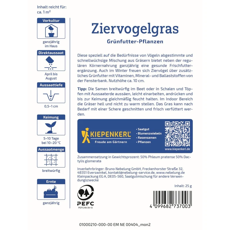 Kiepenkerl Ziervogelgras Frischgrün Mischung