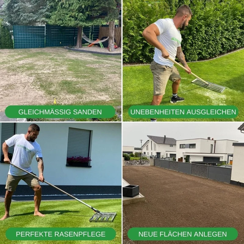 RISISANI Premium Rasenrakel L-80 in Edelstahl