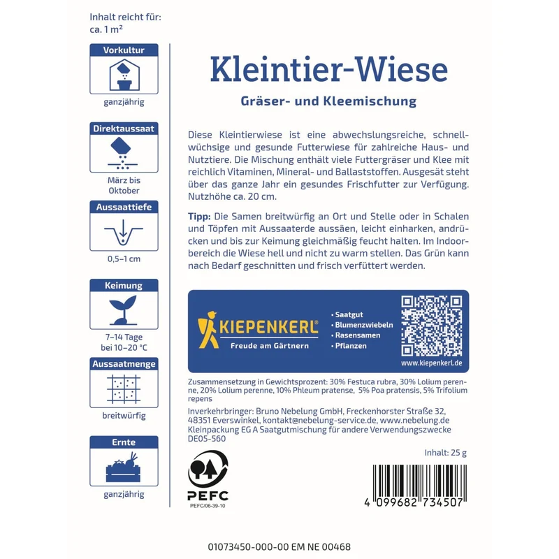 Kiepenkerl Kleintier-Wiese Gräser- und Kleemischung