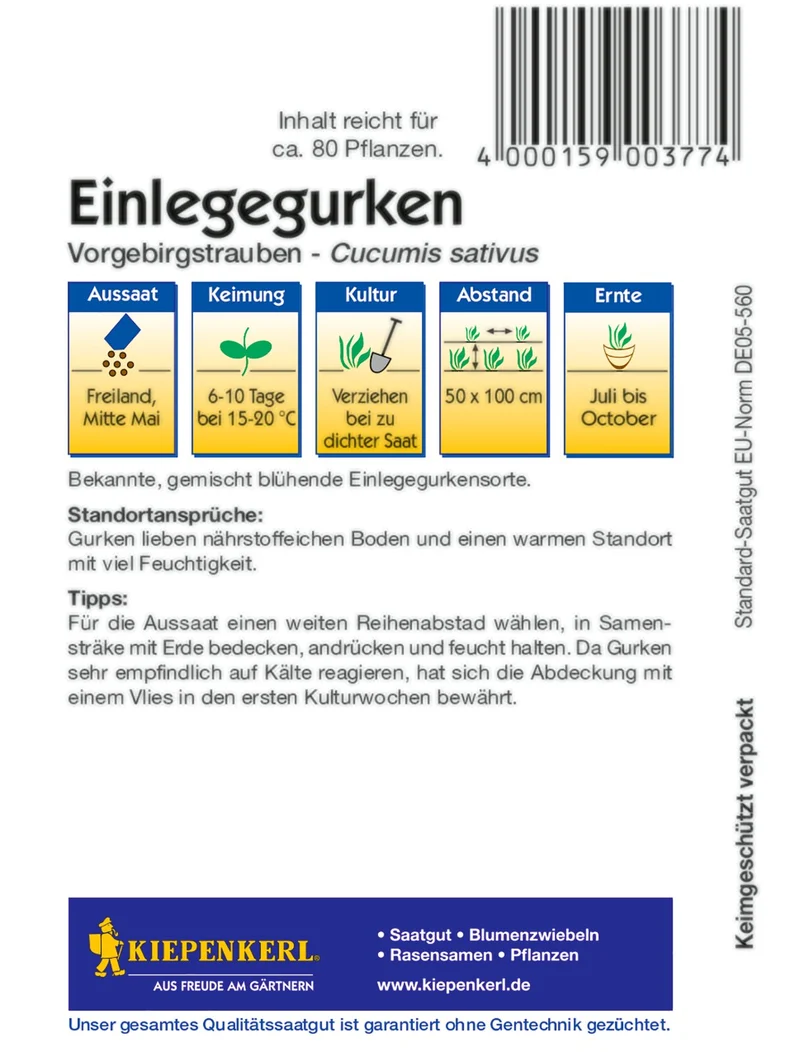 Einlegegurkensamen Vorgebirgstrauben