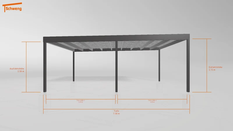 #DE Schweng Flachdachcarport C600 (ID pbpy53)