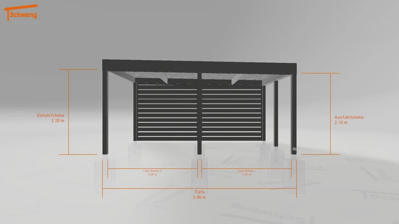 #DE Schweng Flachdachcarport C600 (ID 8528pm)