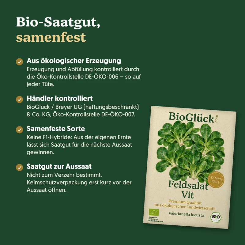 Bio-Feldsalat 'Vit' – Samenfestes Bio-Saatgut