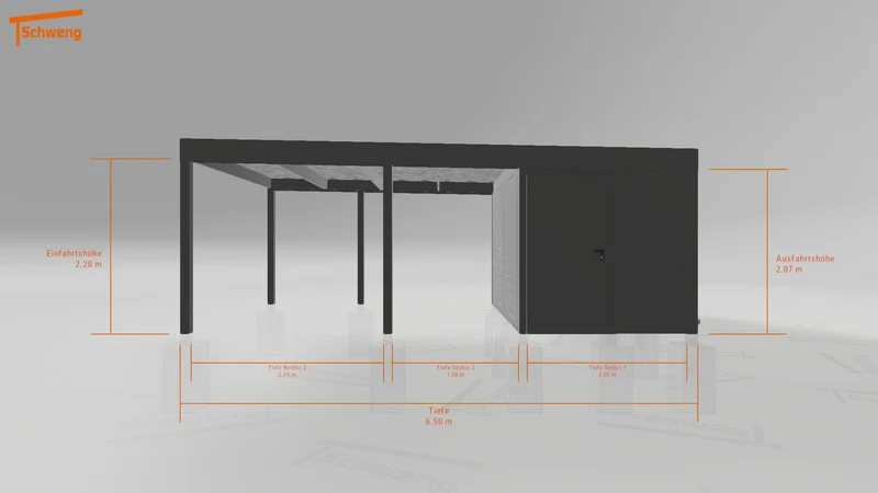 #DE Schweng Flachdachcarport C600 (ID 8525wq)