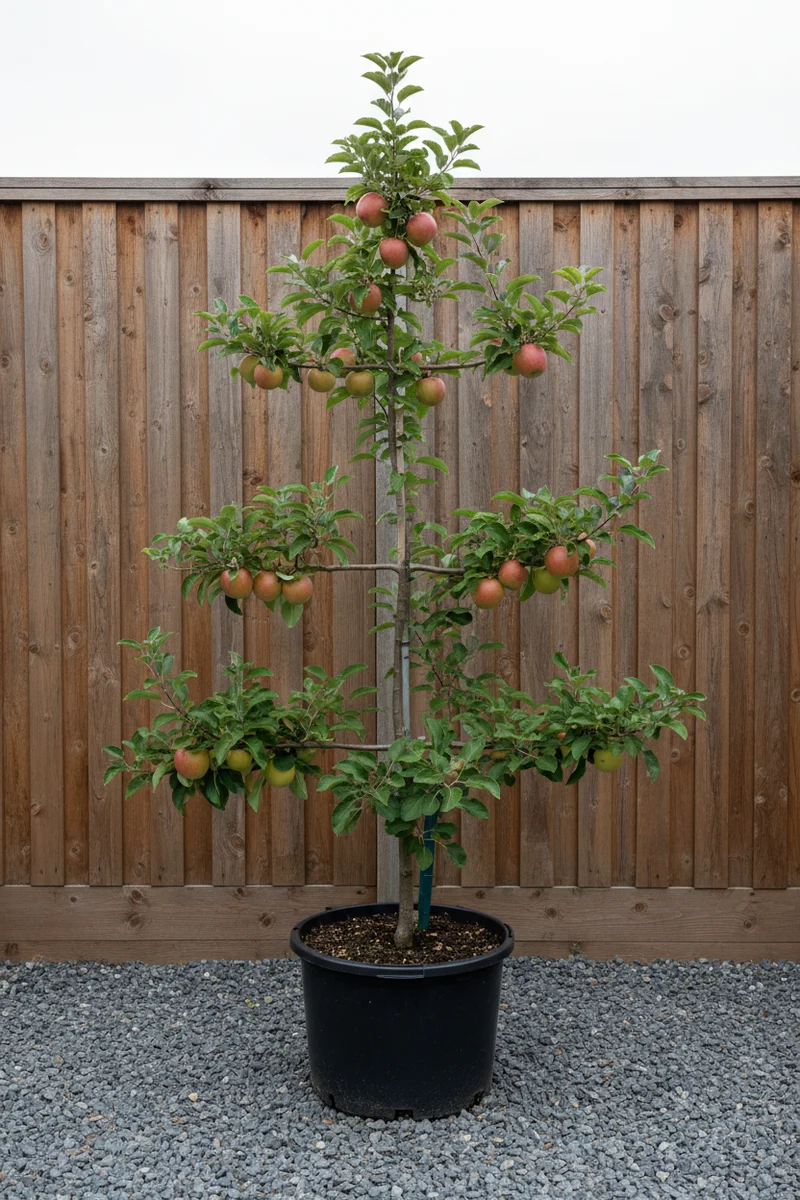 Apfel 'James Grieve' / Malus domestica 'James Grieve', Spalier