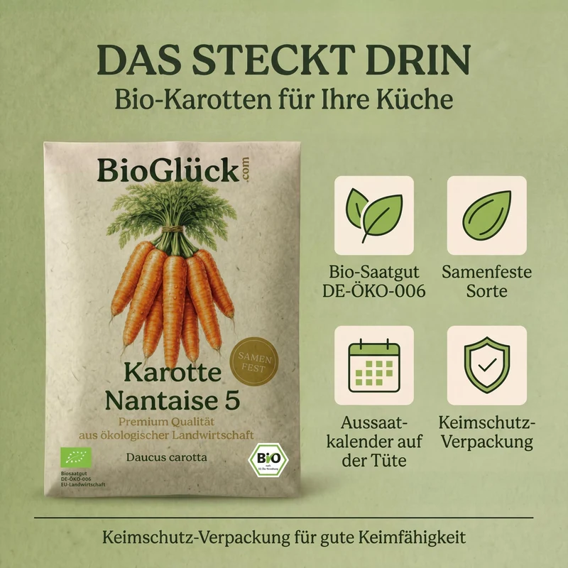 Bio-Karotte & Möhre 'Nantaise 5' – Samenfestes Bio-Saatgut