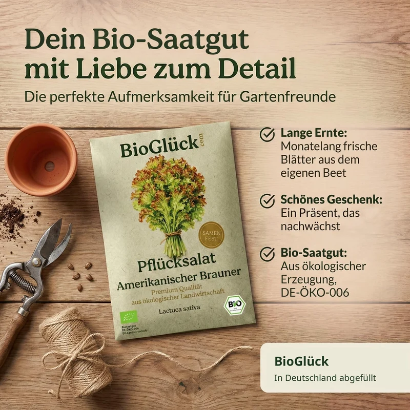 Bio-Pflücksalat 'Amerikanischer Brauner' – Samenfestes Bio-Saatgut