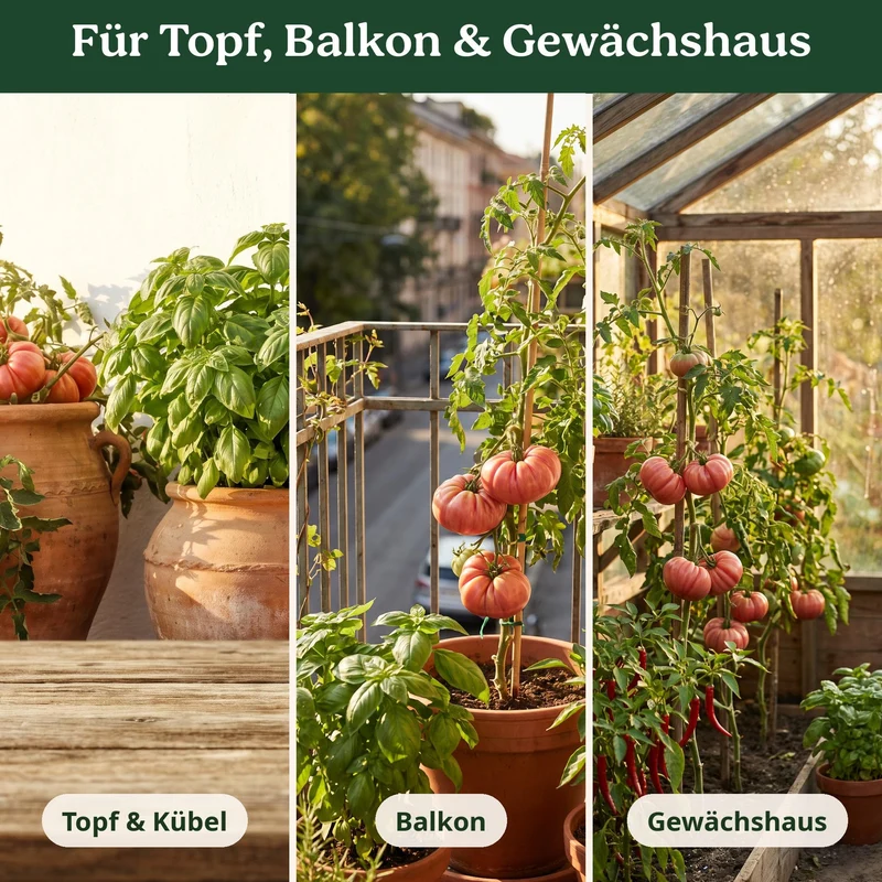 BioGlück Mediterran Saatgut Set – 3 Bio Samen: Tomate Berner Rose, Basilikum Genoveser & Chili De Cayenne