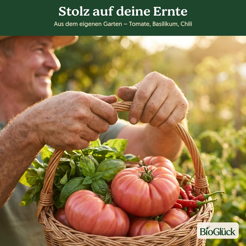 BioGlück Mediterran Saatgut Set – 3 Bio Samen: Tomate Berner Rose, Basilikum Genoveser & Chili De Cayenne