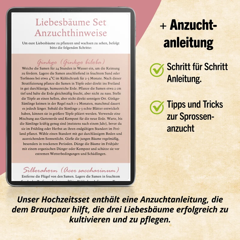 Liebesbäume zum Anpflanzen, Geschenk zur Hochzeit