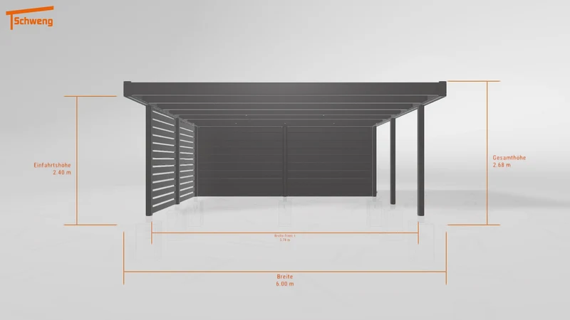#DE Schweng Flachdachcarport C600+ (ID 3354vn)