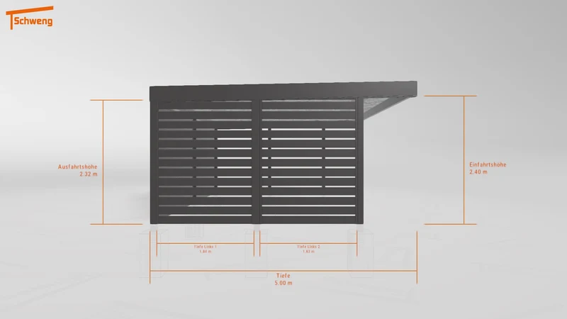 #DE Schweng Flachdachcarport C600+ (ID 3354vn)