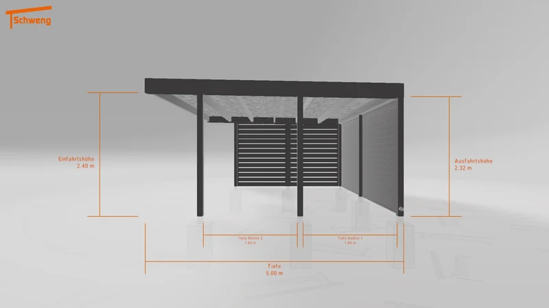 #DE Schweng Flachdachcarport C600+ (ID 3354vn)