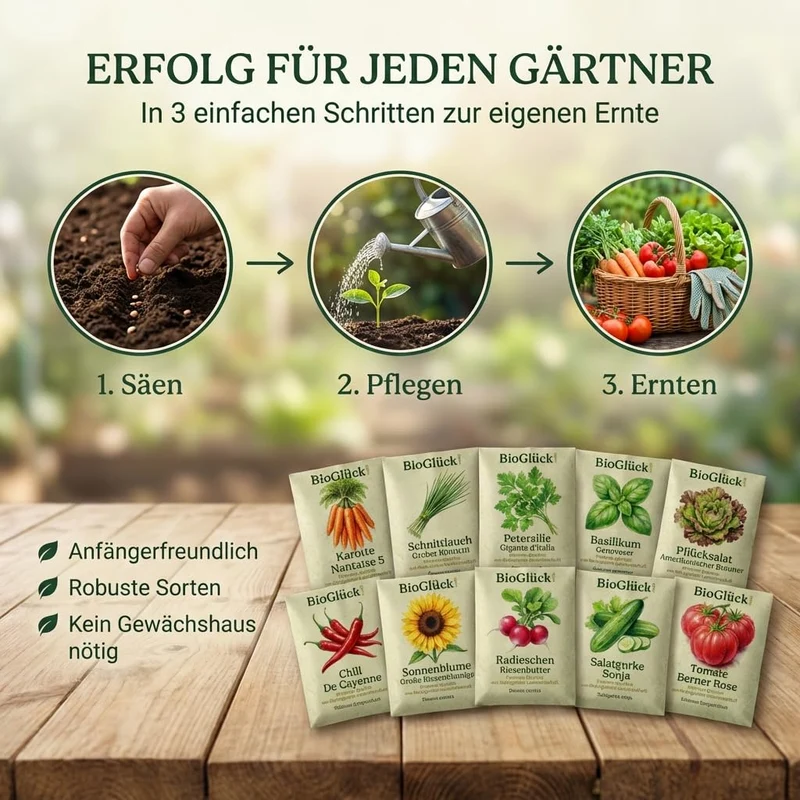 Bio-Saatgut Komplettset "Unsere Besten" – 10 Sorten Selbstversorger-Box