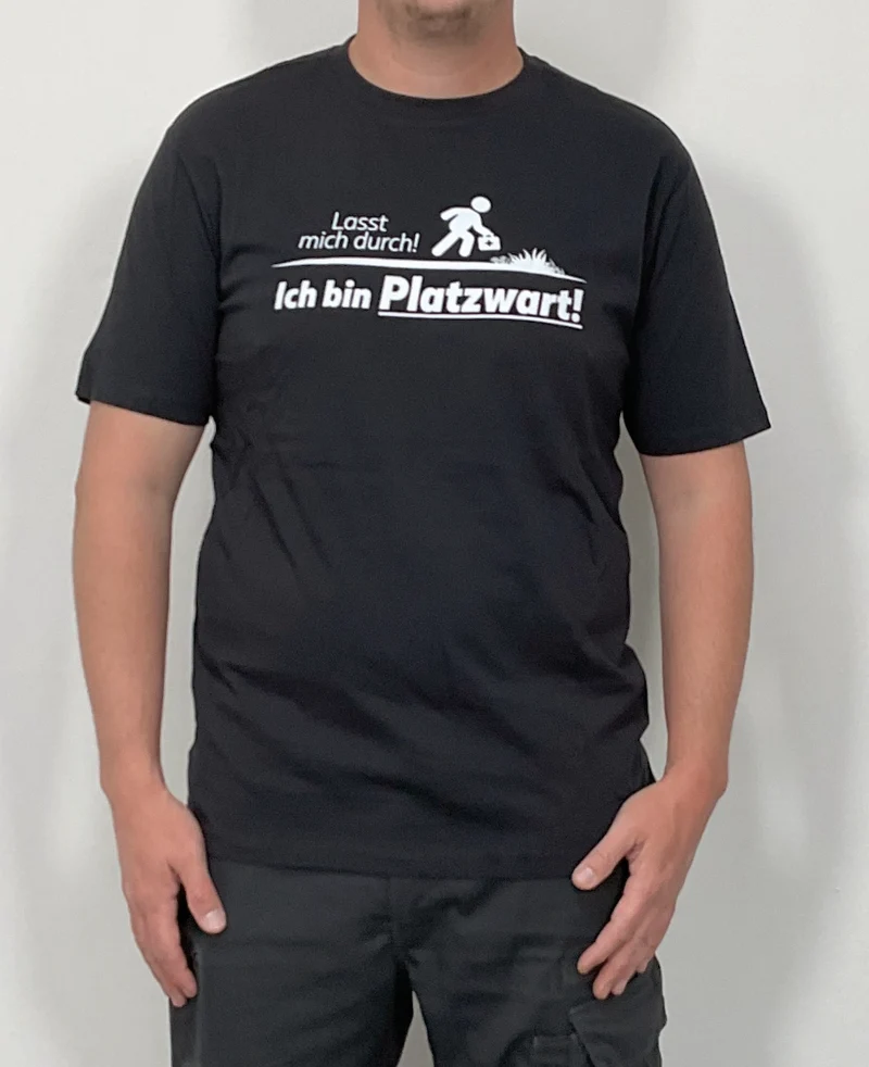 T-Shirt mit Aufdruck "Platzwart" - Schwarz