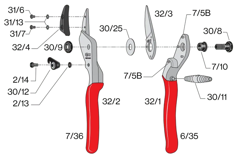 FELCO 32 Amboss-Gartenschere für große Hände