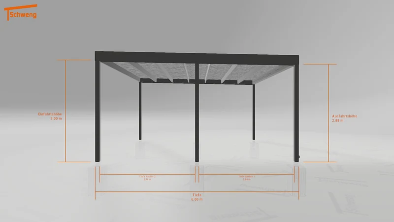 #DE Schweng Flachdachcarport C600 (ID 4274jd)