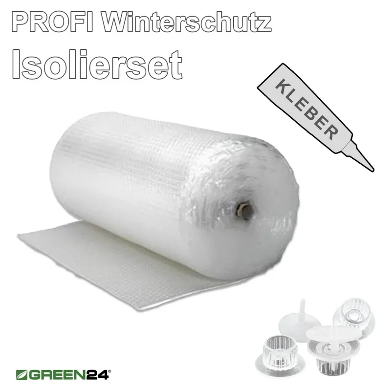 Gewächshaus-Isolierset 15 m² – Folie, 30 Halter & Kleber