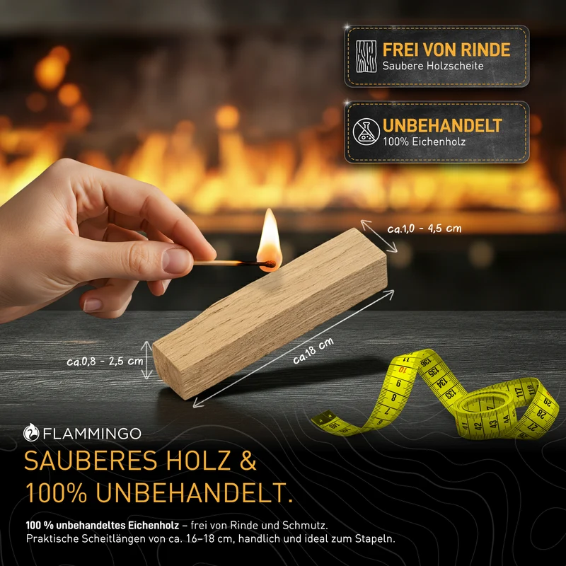 Flammingo® Anzündholz Eiche, 16cm im 30 kg Karton