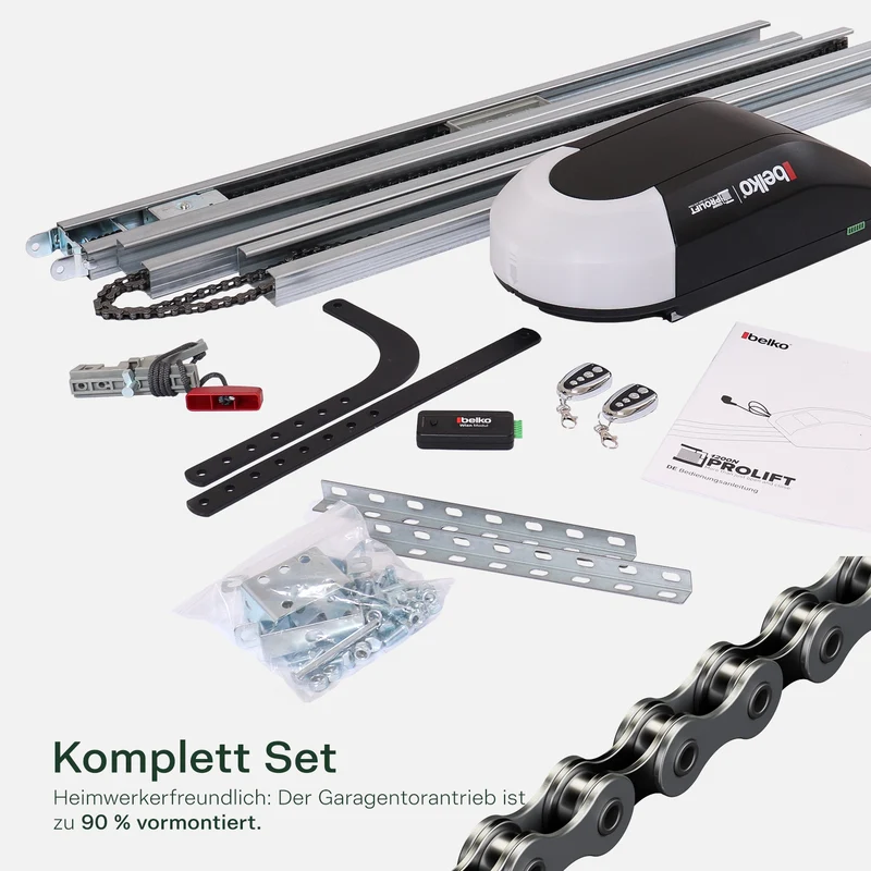 Belko® Garagentorantrieb ProLift 1200 N mit WiFi | für Schwing- & Sektionaltore bis 17 m² | LED & 2 Fernbedienungen