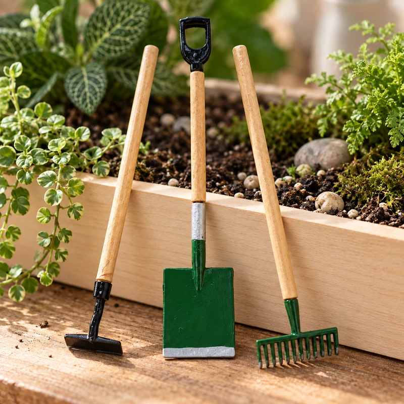 Miniatur-Gartenwerkzeuge – 3-teiliges Dekoset