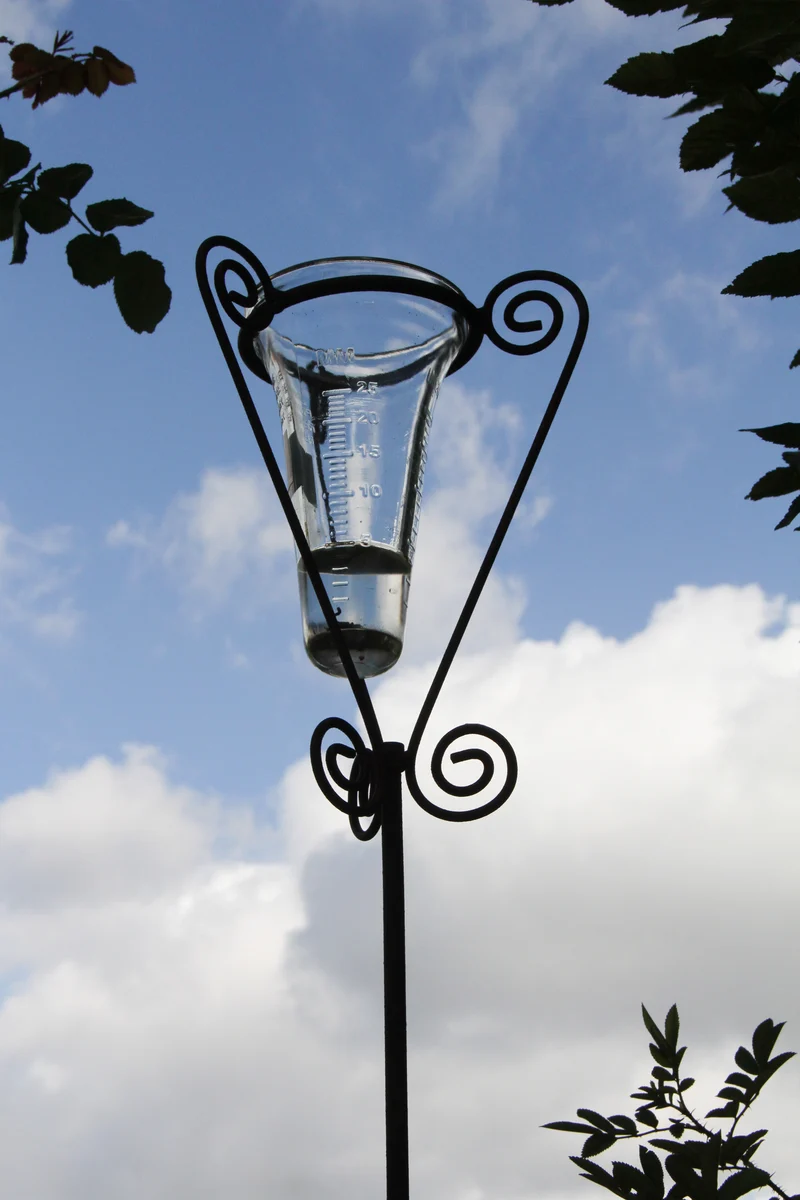 Regenmesser mit Glas | Für den Gartenliebhaber incl. Universalstab filigran H 125 cm