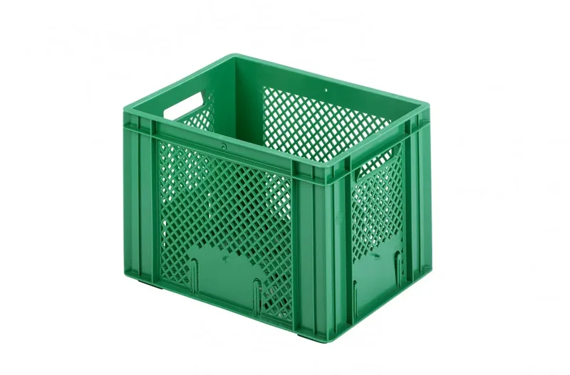 Grüne Gemüsekisten aus HDPE – drei Größen