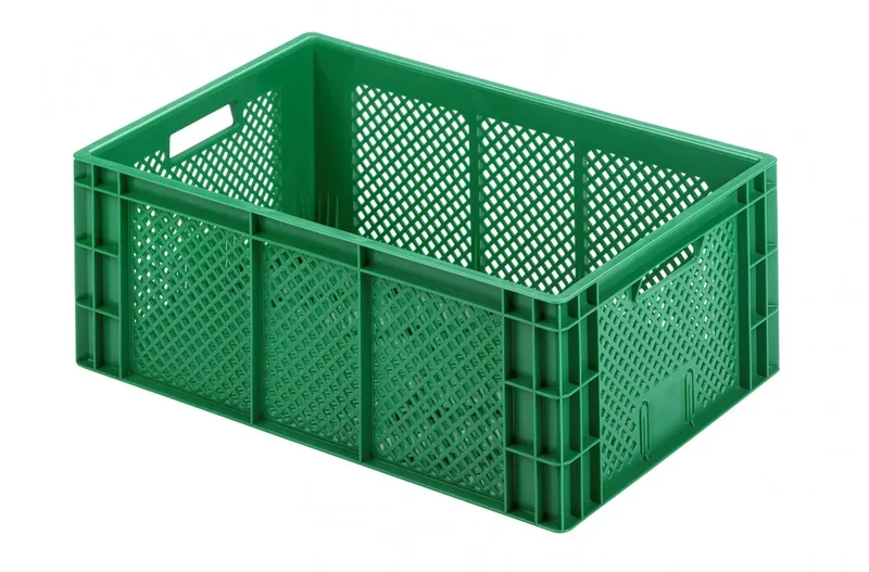 Grüne Gemüsekisten aus HDPE – drei Größen