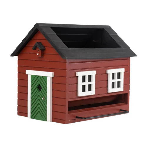 Nistkasten & Futterhaus mit Bad in einem stilvollen Design | Rot