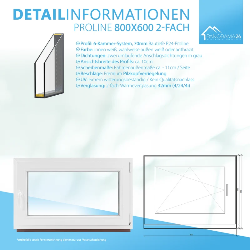P24® Kellerfenster Kunststofffenster 2-Fach 70mm Proline, Anthrazit