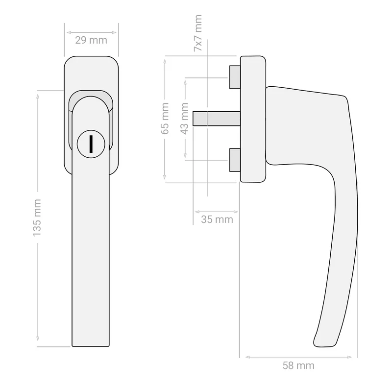 P24® Abschließbare Fenstergriffe weiß, Einzelschließend - Kindersicherung Fenstersicherung mit Schloss in Stiftlänge 35mm - Fensterschloss RAL 9016