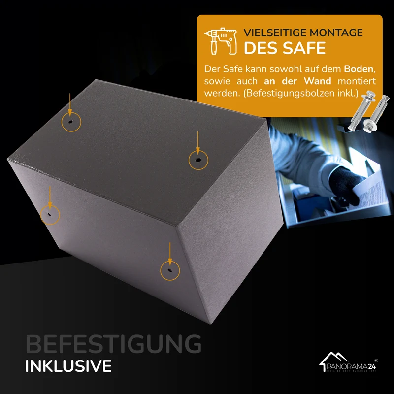 P24® Tresor Safe mit Elektronik-Zahlenschloss, 31x20x20 cm (Farbe wählbar)