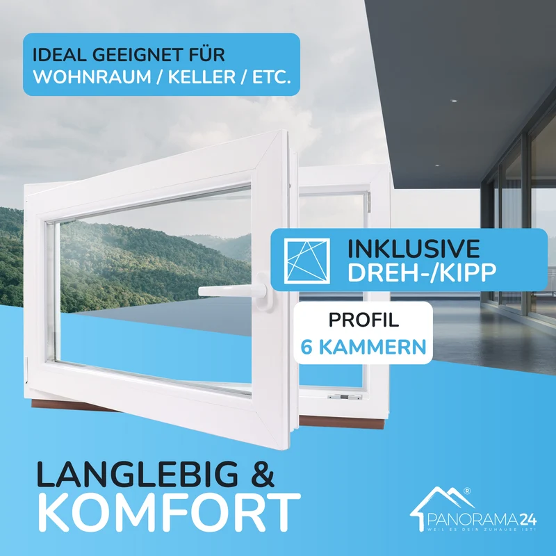P24® Kellerfenster Kunststofffenster 3-fach 70mm Proline, weiß