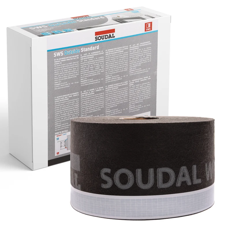 Soudal® SWS Flexi Tape Outside Fensterdichtband AUSSEN mit Selbstklebestreifen, flexibel, dehnbar, reißfest (Größe wählbar)