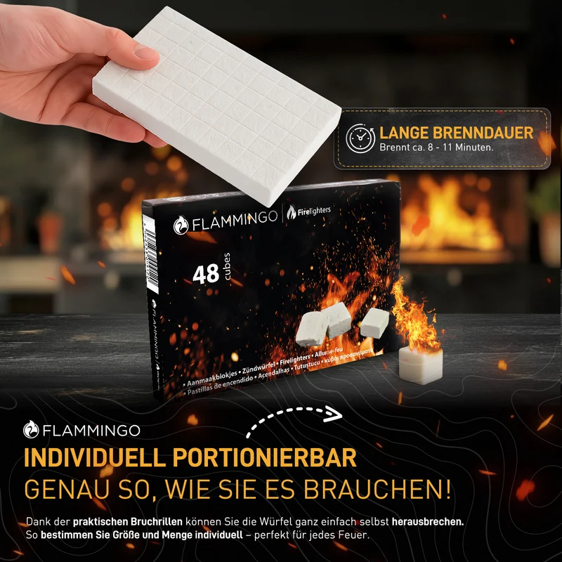 Flammingo® Anzündwürfel auf Kerosinbasis, weiß, 24 Packungen à 48 Stück