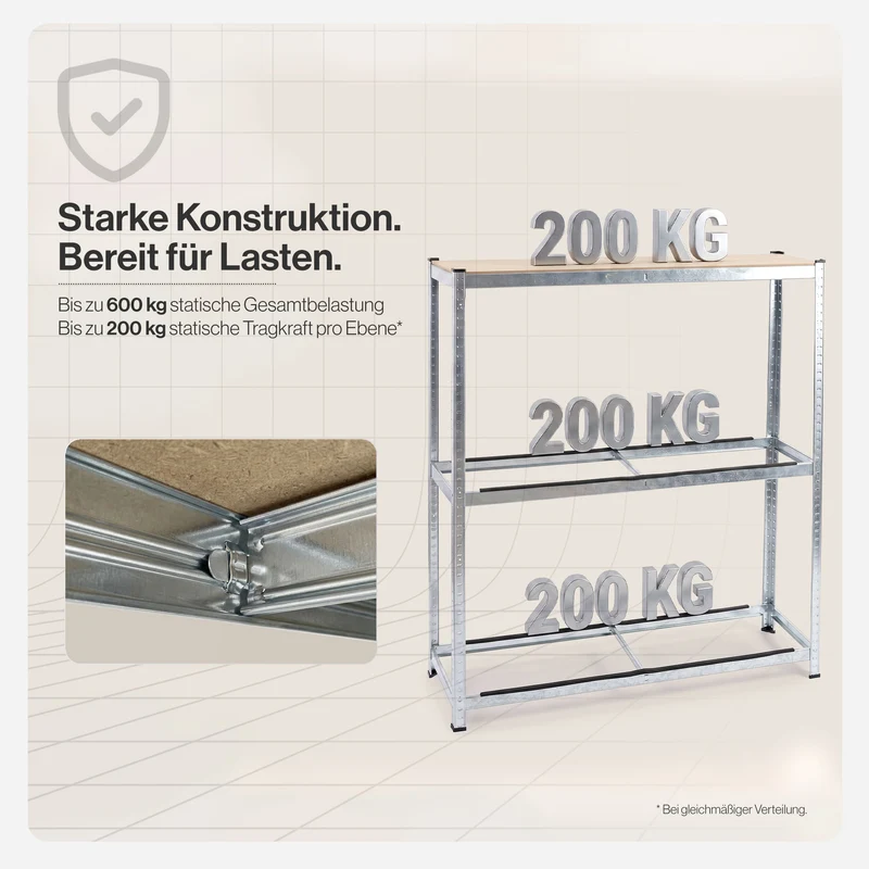 Belko® Reifenregal T110, 180x120x40 cm, für 8 Reifen mit Kantenschutz und Ablage, max. 200 kg Tragkraft, verzinkt