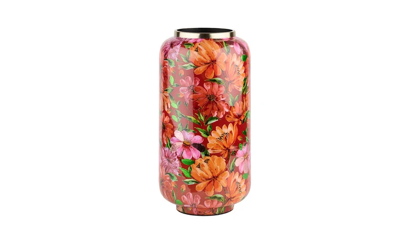 2 Have | Vase 'Bloom' aus Metall in rosa rot 30 x 15 cm