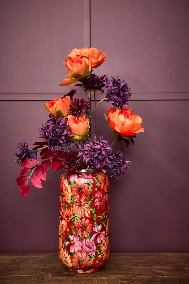 2 Have | Vase 'Bloom' aus Metall in rosa rot 30 x 15 cm