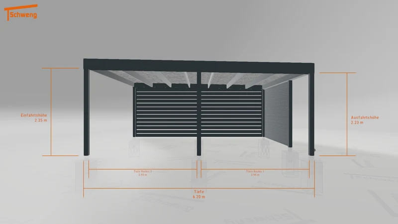 #DE Schweng Flachdachcarport C600 (ID pbpn47)