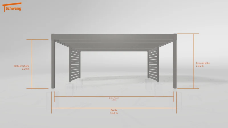 #DE Schweng Flachdachcarport C600+ (ID 85p45m)