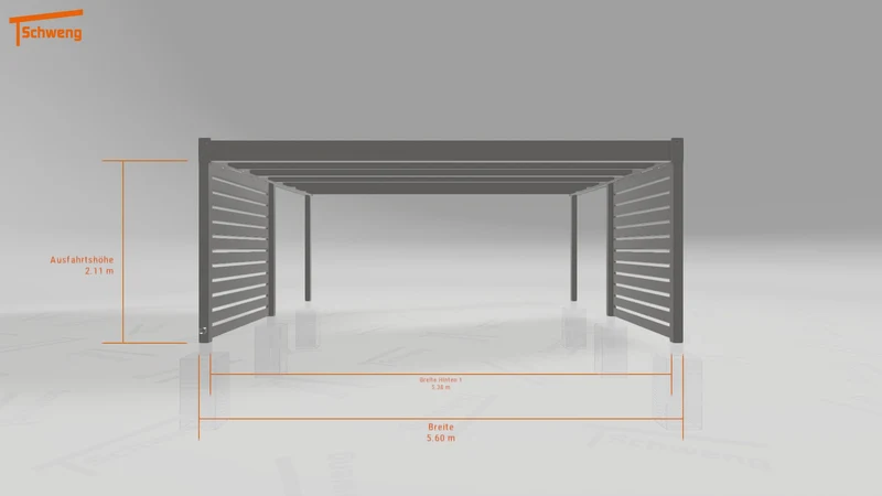 #DE Schweng Flachdachcarport C600+ (ID 85p45m)