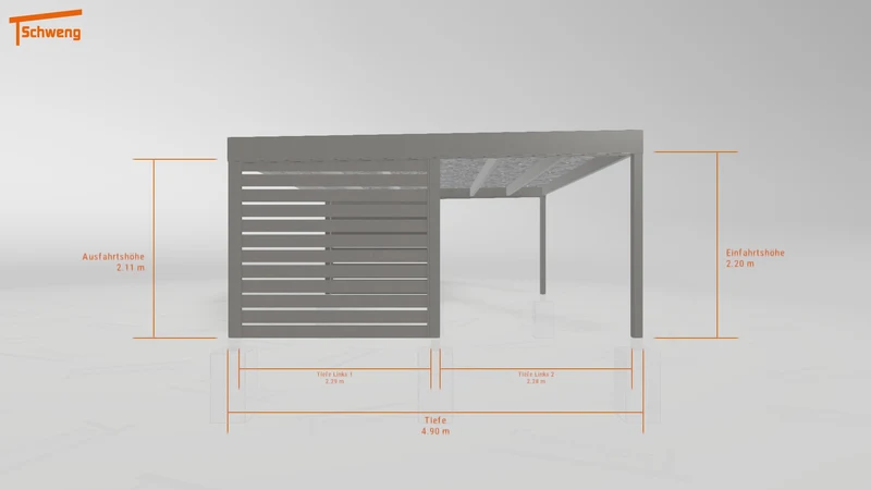 #DE Schweng Flachdachcarport C600+ (ID 85p45m)