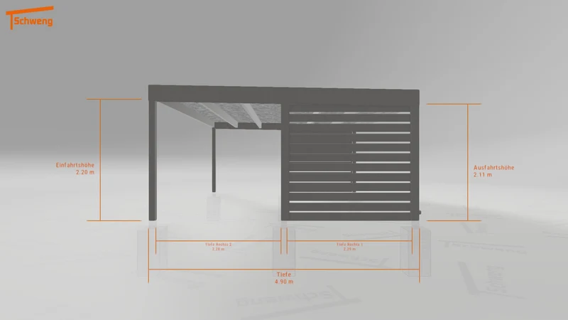 #DE Schweng Flachdachcarport C600+ (ID 85p45m)
